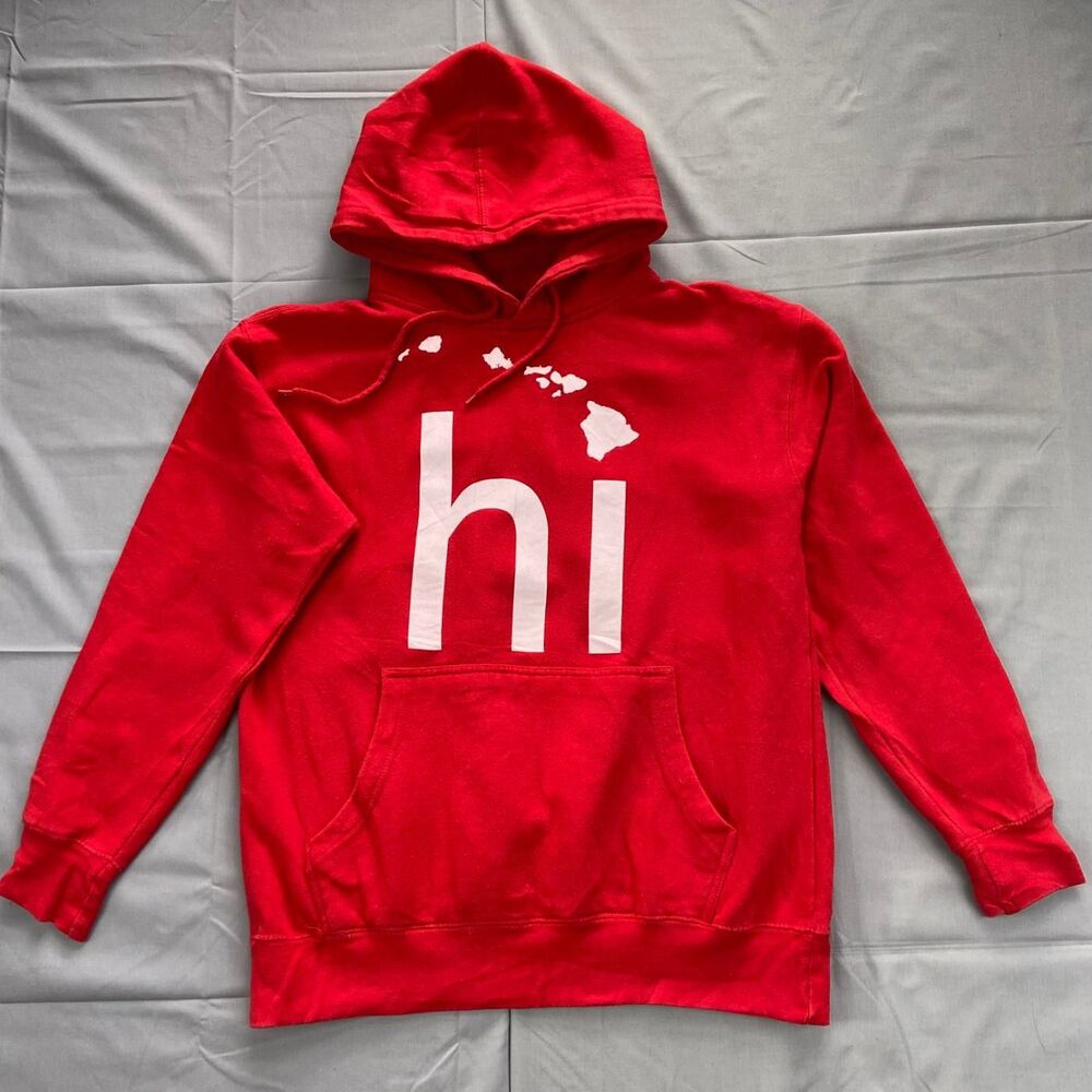 Unbranded Unisex Size S Red Hawaii Hi Graphic Pullover Hoodie Sweatshirt 80 20